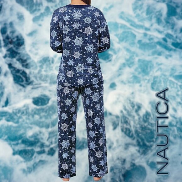 Nautica | 2 Piece Cozy Fleece Pajama Sleepwear Set | Blue | NWT - Picture 3 of 5